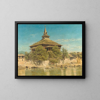 La mosquée Shah Hamadân à Srinagar, Cachemire - Frederick William John Shore — framed artwork on a wall