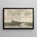 a river landscape painting with a view of a village - Fredericus Jacobus van Rossum du Chattel — framed artwork on a wall