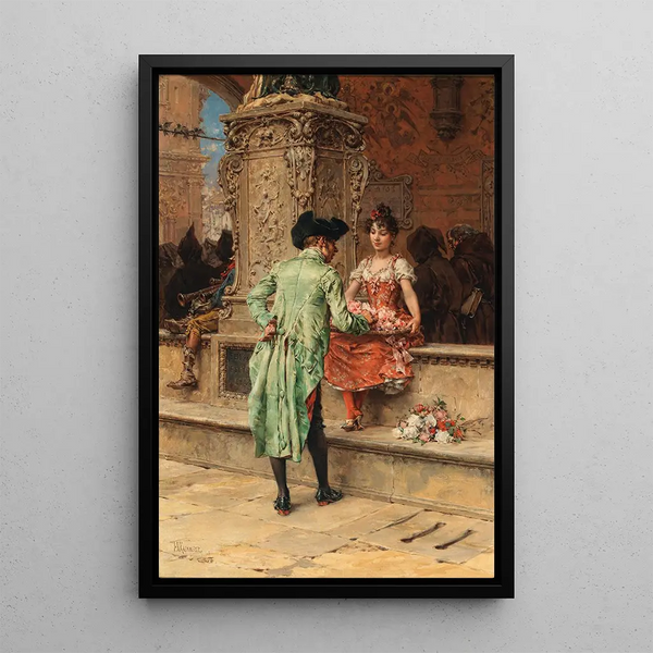 The Cavalier and the Flower Seller - Frederik Hendrik Kaemmerer — framed artwork on a wall