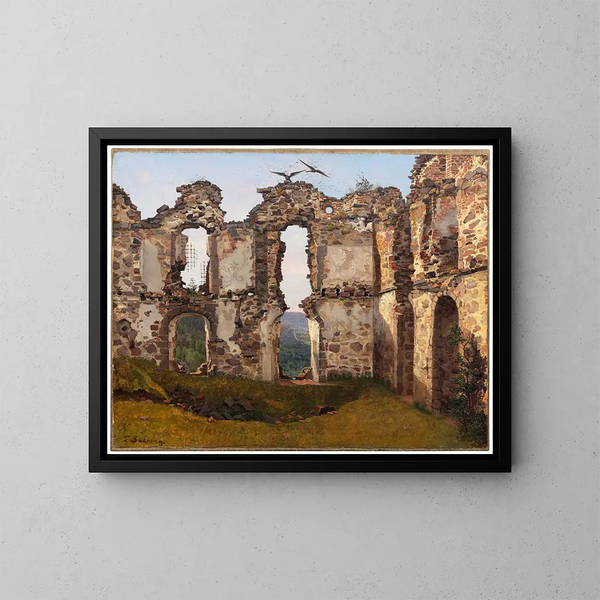 Les ruines de Brahehus près de Jönköping, Suède - Étude - Frederik Sødring — framed artwork on a wall