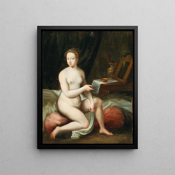 A Lady at Her Toilet - French School — framed artwork on a wall