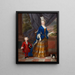 Portrait of an elegant 25-year-old lady accompanied by a young boy and a spaniel - French School — framed artwork on a wall