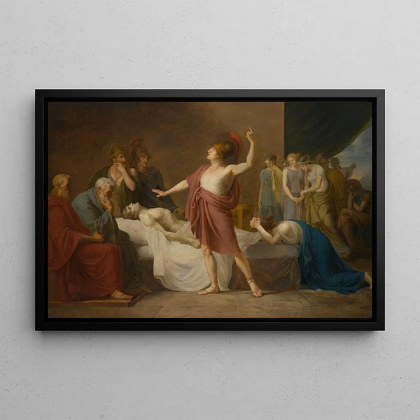 Achille mourning the death of Patroclus - French School — framed artwork on a wall