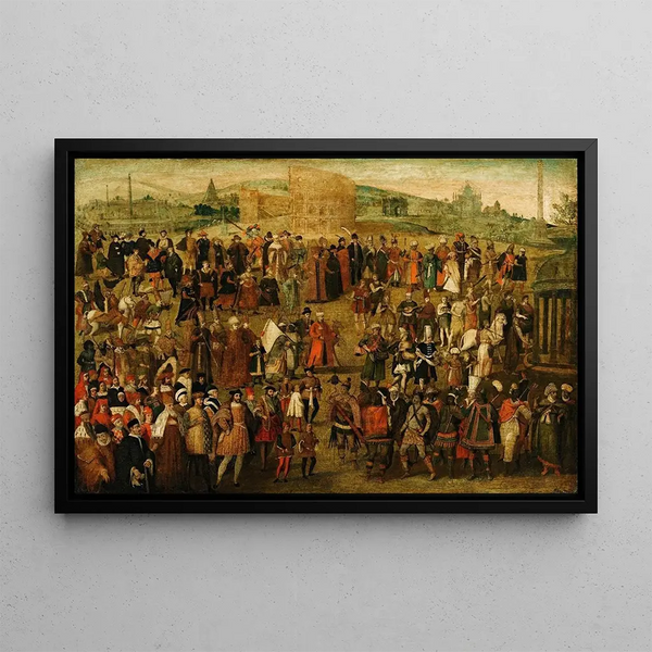 Composition allégorique de François Ier sur le chemin de Jules César - Ecole Française — framed artwork on a wall