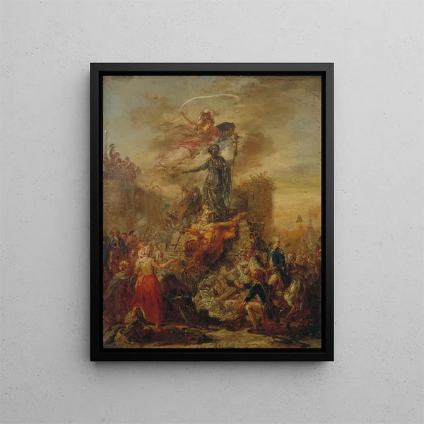 Allegory of Liberty on the ruins of the Bastille - French School — framed artwork on a wall