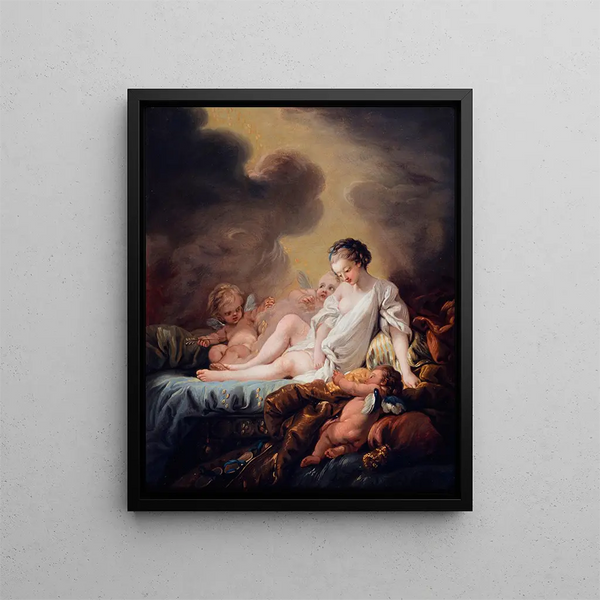 Danaé receiving the golden rain - French School — framed artwork on a wall