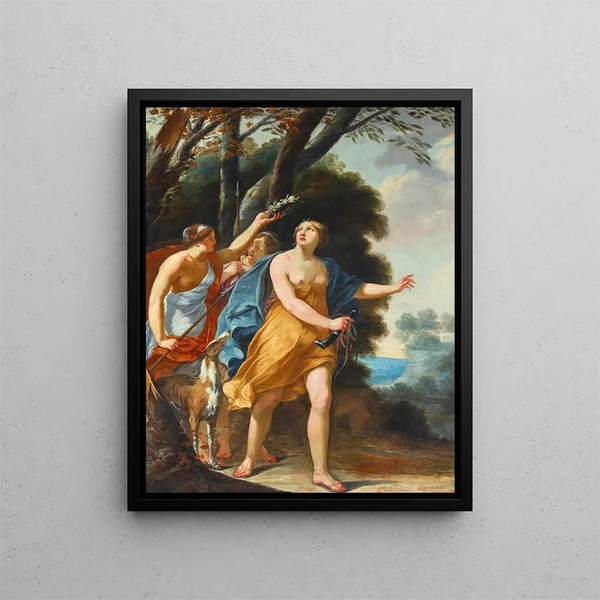 Diane et les nymphes - École Française — framed artwork on a wall