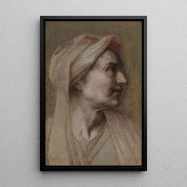 Head of an Old Woman - French School — framed artwork on a wall