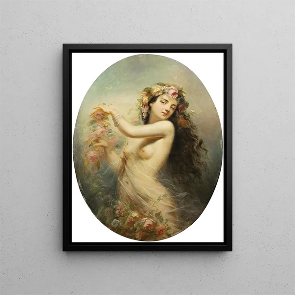 Nude Nymph Dancing - French School — framed artwork on a wall