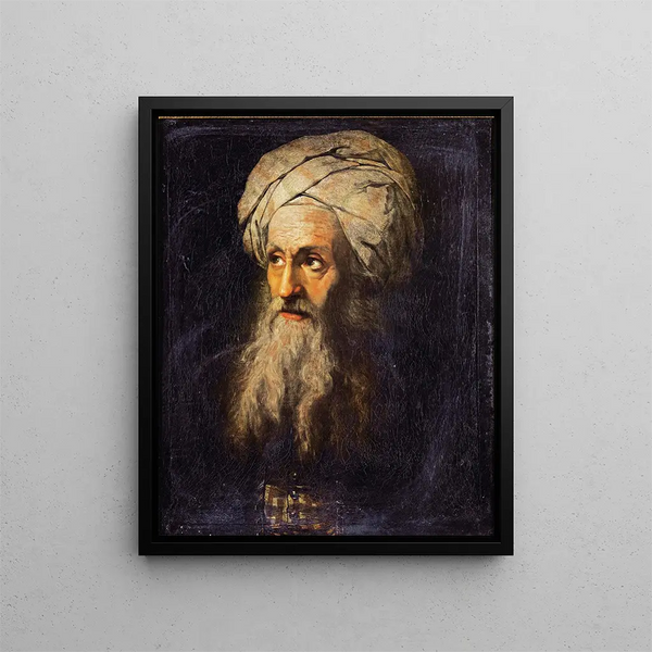 Ottoman painting with turban - French School — framed artwork on a wall