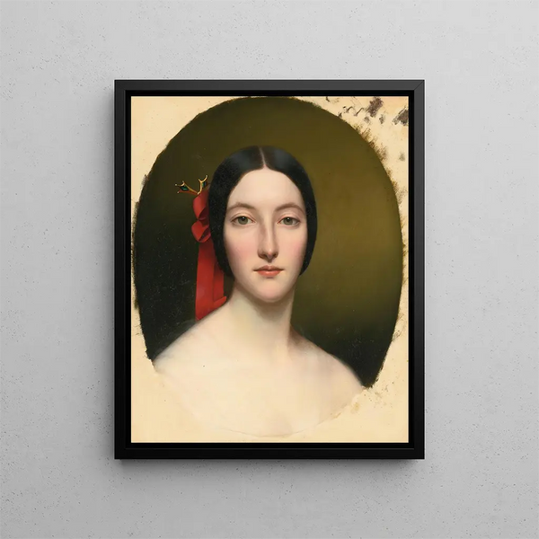 Portrait of a Lady - French School — framed artwork on a wall