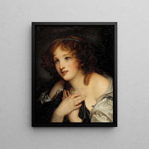 Portrait of a Young Girl - French School — framed artwork on a wall