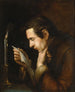 Portrait of a man by candlelight - French School — artwork view