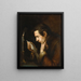 Portrait of a man by candlelight - French School — framed artwork on a wall