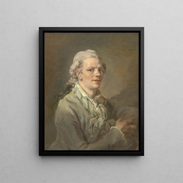 Portrait of a Young Man - French School — framed artwork on a wall