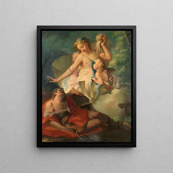 Venus and Adonis - French School — framed artwork on a wall