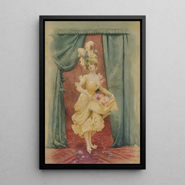Woman with Roses - French School — framed artwork on a wall