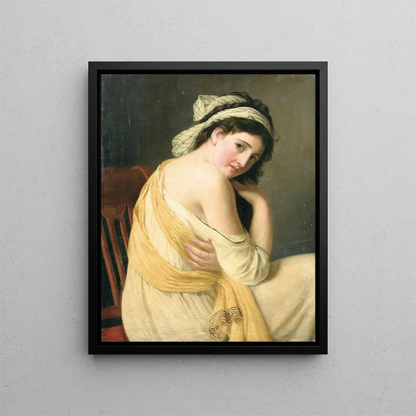 Young woman in Greek tunic - French School — framed artwork on a wall