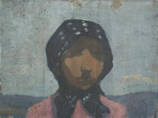 Study of a peasant with a black polka-dot scarf - Frida Konstantin — artwork view