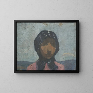Study of a peasant with a black polka-dot scarf - Frida Konstantin — framed artwork on a wall