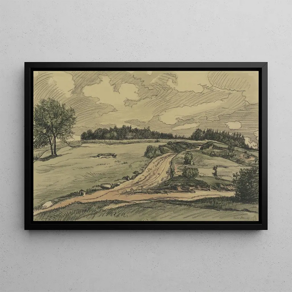 Landscape Painting - Fried Stern — framed artwork on a wall