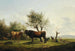 a cow licking a bull in the pasture - Friedrich August Matthias Gauermann — artwork view