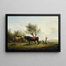 a cow licking a bull in the pasture - Friedrich August Matthias Gauermann — framed artwork on a wall