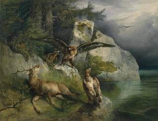 Eagle and dying deer - Friedrich August Matthias Gauermann — artwork view