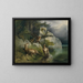 Eagle and dying deer - Friedrich August Matthias Gauermann — framed artwork on a wall