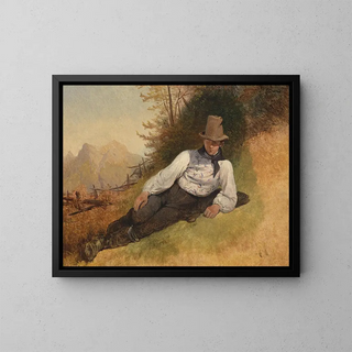 Young Peasant - Friedrich August Matthias Gauermann — framed artwork on a wall