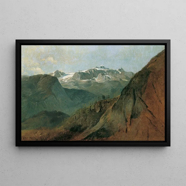 Le Dachstein depuis le Plassen près de Hallstatt - Friedrich August Matthias Gauermann — framed artwork on a wall