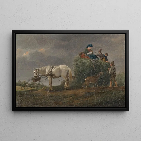 The hay cart - Friedrich August Matthias Gauermann — framed artwork on a wall