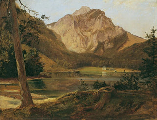 the Lake Langbathsee before the Höllengebirge massif - Friedrich August Matthias Gauermann — artwork view