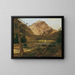 the Lake Langbathsee before the Höllengebirge massif - Friedrich August Matthias Gauermann — framed artwork on a wall