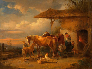Village Blacksmith Painting - Friedrich August Matthias Gauermann — artwork view