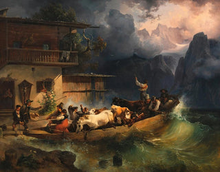 A mountain ship in the storm - Friedrich August Matthias Gauermann — artwork view