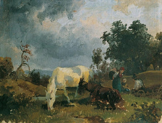a gray horse on the moor - Friedrich August Matthias Gauermann — artwork view