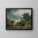 a gray horse on the moor - Friedrich August Matthias Gauermann — framed artwork on a wall