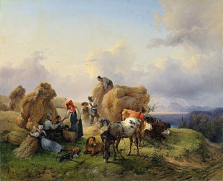 Harvest in the foothills of the Alps - Friedrich August Matthias Gauermann — artwork view