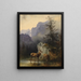 Deer and Watering Hole Animal - Friedrich August Matthias Gauermann — framed artwork on a wall