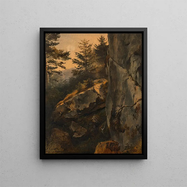 Landscape with Rocky Wall Dürre Wand - Friedrich August Matthias Gauermann — framed artwork on a wall