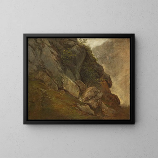 Natural Study of a Rock Wall - Friedrich August Matthias Gauermann — framed artwork on a wall
