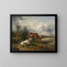 Horse and fox in the meadow - Friedrich August Matthias Gauermann — framed artwork on a wall