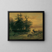 Mountain lake resting stags - Friedrich August Matthias Gauermann — framed artwork on a wall