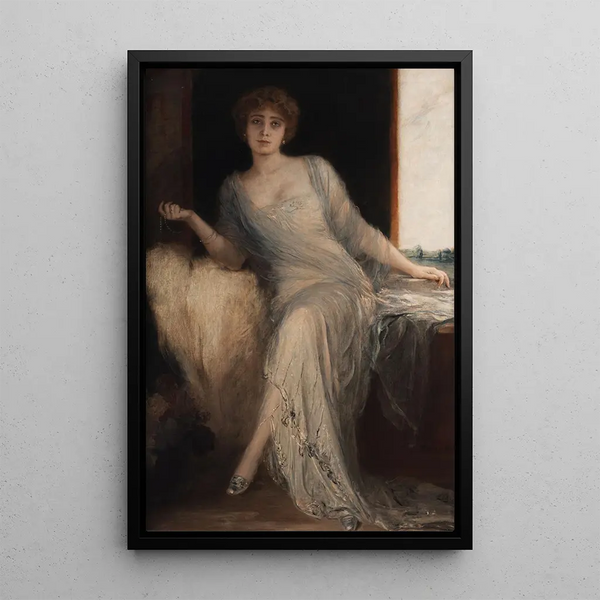 Portrait of a seated lady - Friedrich August von Kaulbach — framed artwork on a wall