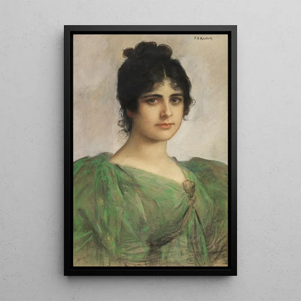 Portrait of a Lady Berta Riedinger-Ort - Friedrich August von Kaulbach — framed artwork on a wall