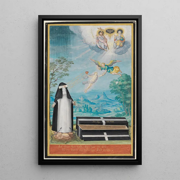 Anna Maria Comtesse de Solms mourning the death of her husband - Friedrich Brentel — framed artwork on a wall