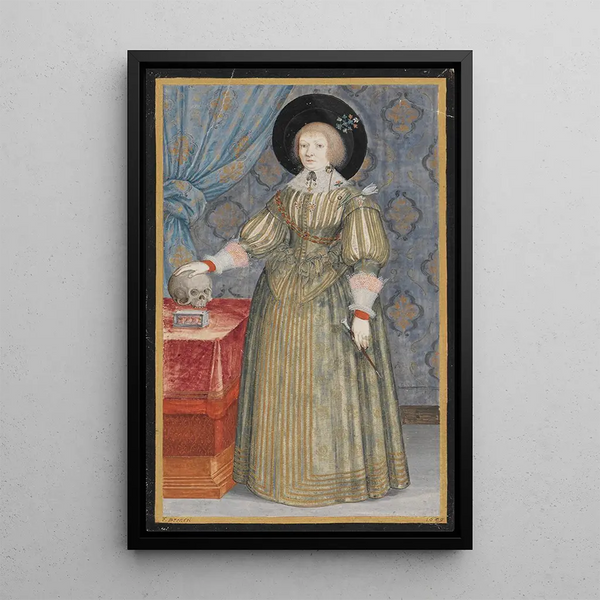 Portrait of Anna Maria, Countess of Solms in full length - Friedrich Brentel — framed artwork on a wall