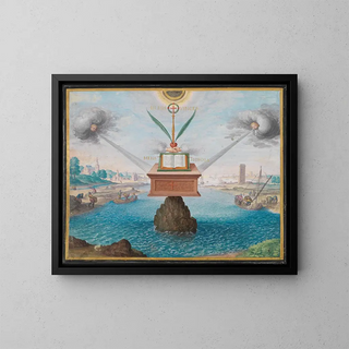 an iconic painting depicting the allegory of the constancy of Christian faith - Friedrich Brentel — framed artwork on a wall
