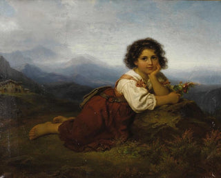 Young girl with a flower - Friedrich Drück — artwork view